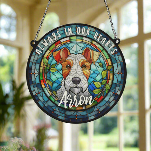 Fox Terrier Memorial Stained Glass Effect Suncatcher